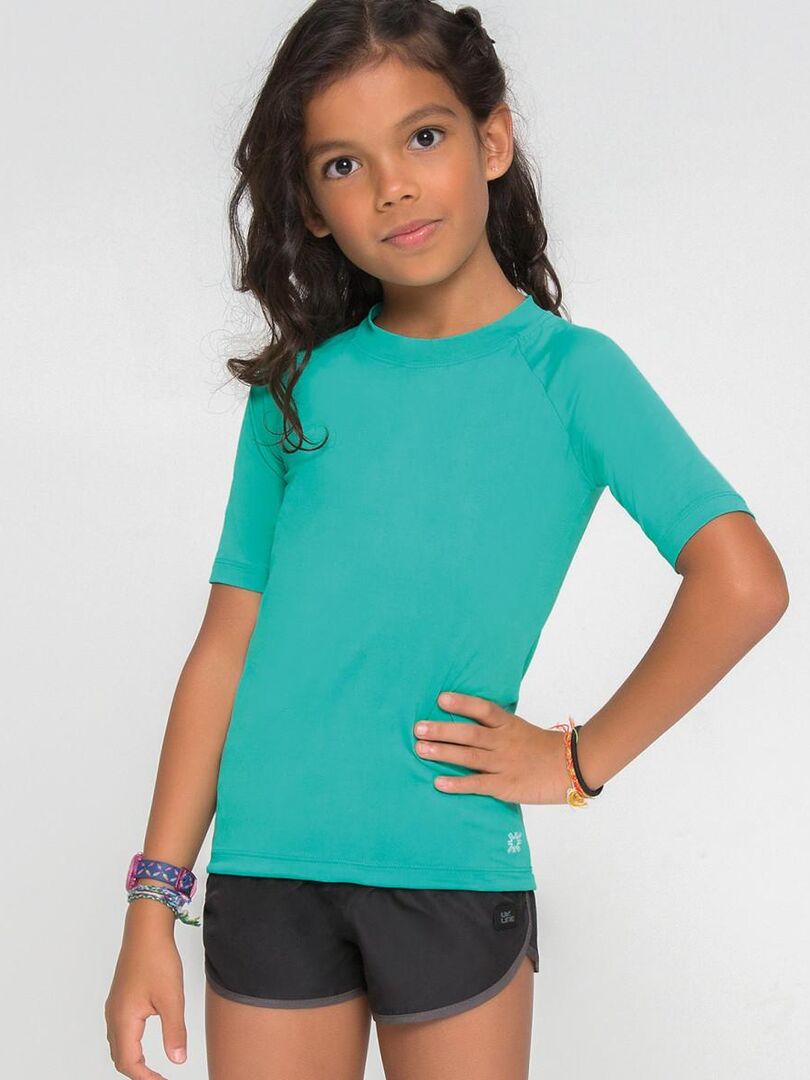 Rash Guard Kids Fpu50+ Uvpro Short Sleeve T-Shirt Mint Green Uv ANTI UV - UV Line Vert - Kiabi