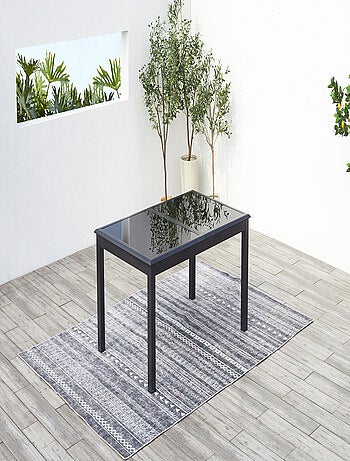 RAVENNE - Salon de jardin extensible 8 places en aluminium gris