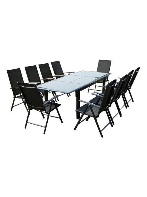 RAVENNE Table de jardin et 10 chaises en aluminium gris - Kiabi