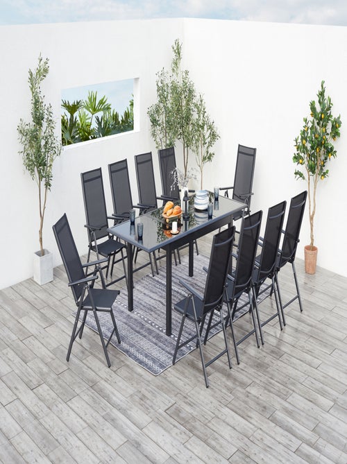 RAVENNE Table de jardin et 10 chaises en aluminium gris - Kiabi