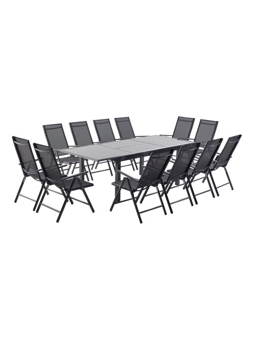 RAVENNE Table de jardin et 12 chaises en aluminium gris - Kiabi