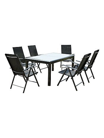 RAVENNE Table de jardin et 6 chaises en aluminium gris