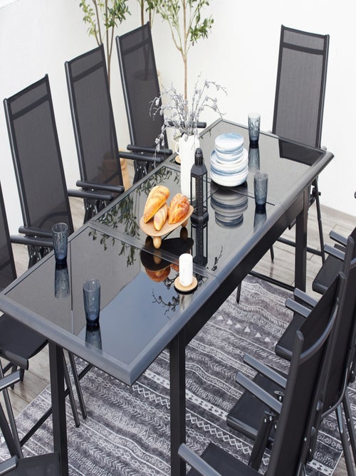 RAVENNE Table de jardin et 6 chaises en aluminium gris - Kiabi
