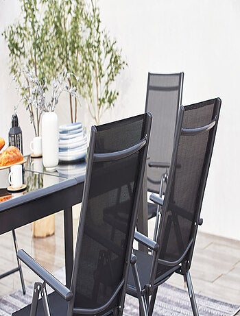 RAVENNE Table de jardin et 8 chaises en aluminium gris
