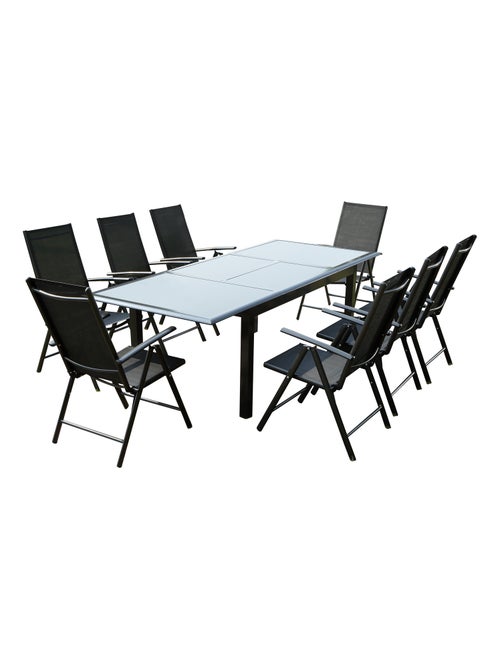 RAVENNE Table de jardin et 8 chaises en aluminium gris - Kiabi