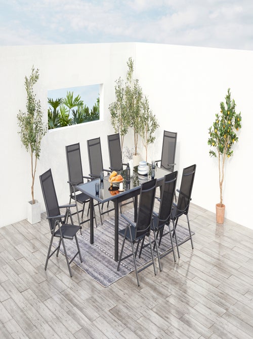 RAVENNE Table de jardin et 8 chaises en aluminium gris - Kiabi