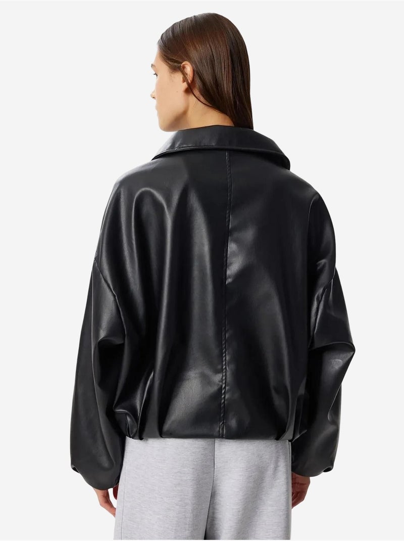 Ravissant blouson aviateur en similicuir istanbul Noir - Kiabi
