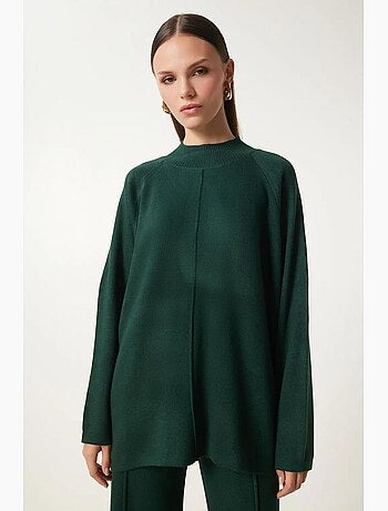 Ravissant ensemble deux pièces coordonné en maille avec pantalon à jambes larges istanbul