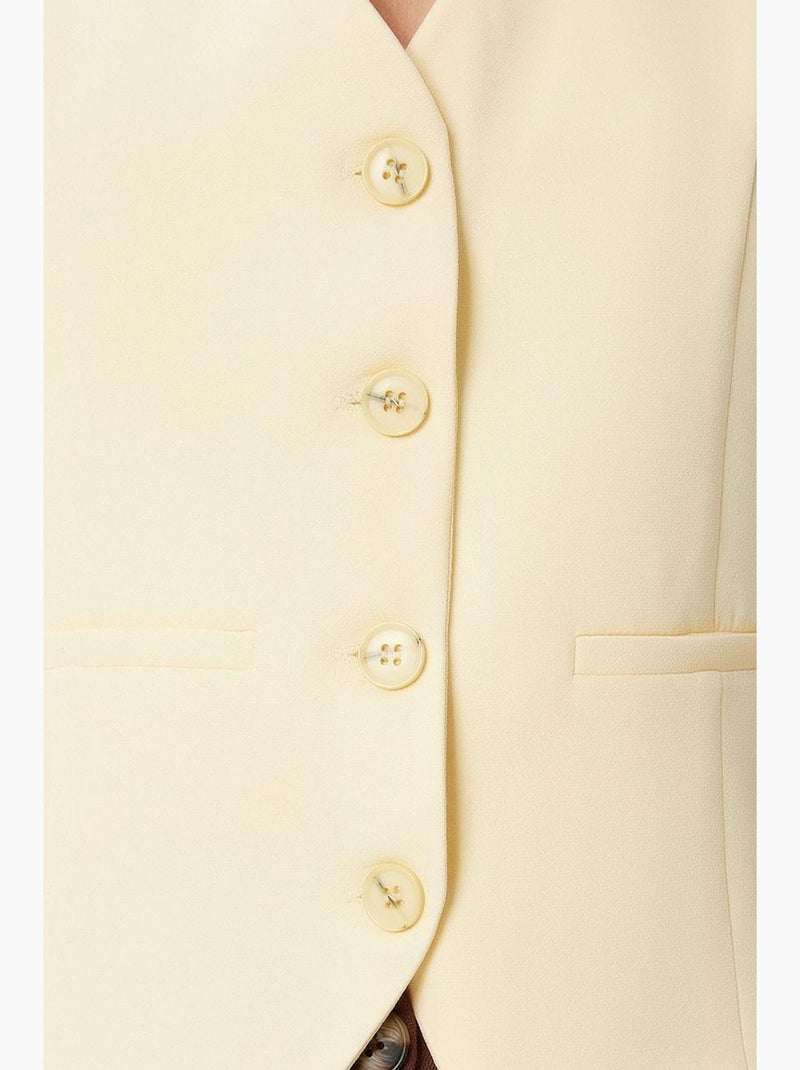 Ravissant gilet court boutonné à col en v istanbul Jaune citron - Kiabi