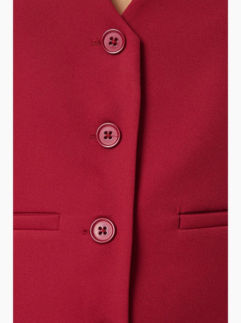 Ravissant gilet court boutonné à col en v istanbul Rouge bordeaux - Kiabi