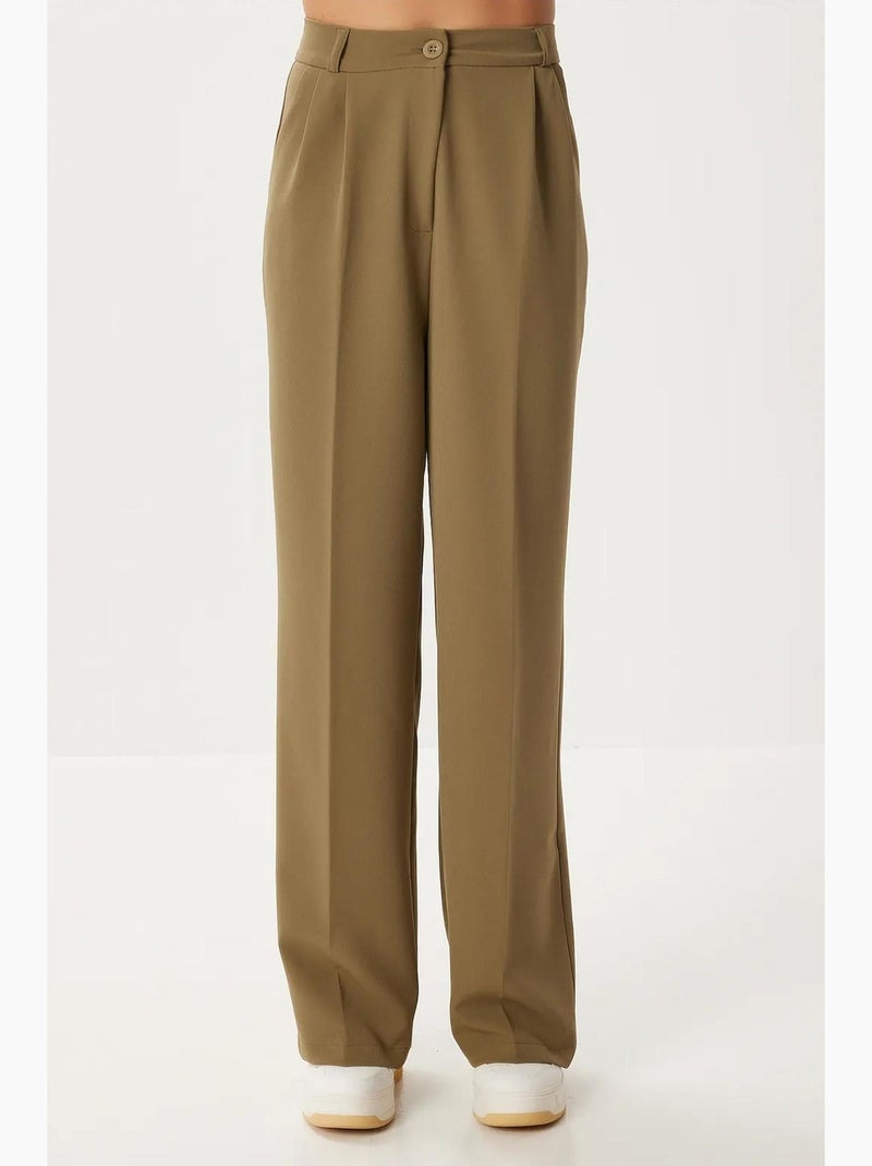 Ravissant pantalon palazzo plissé taille haute istanbul Vert kaki - Kiabi