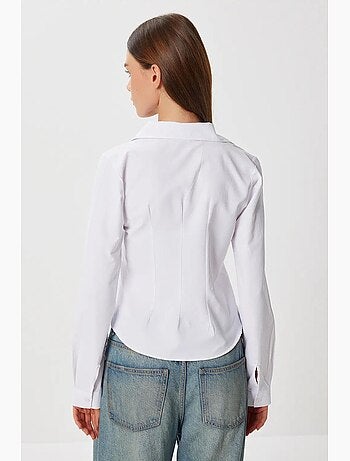 Ravissante chemise à manches longues en popeline boutonnée istanbul