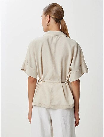 Ravissante chemise ample à cordon de serrage avec détails de bordure istanbul
