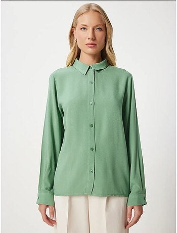 Ravissante chemise boutonnée en popeline à col istanbul