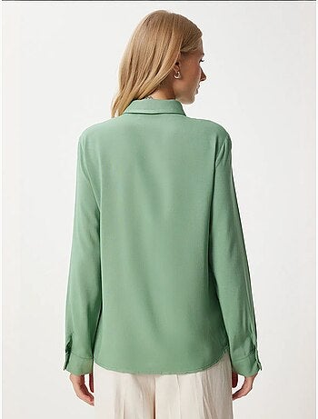 Ravissante chemise boutonnée en popeline à col istanbul