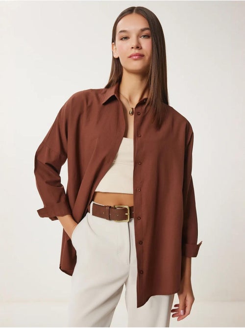 Ravissante chemise oversize en popeline à manches longues istanbul - Kiabi