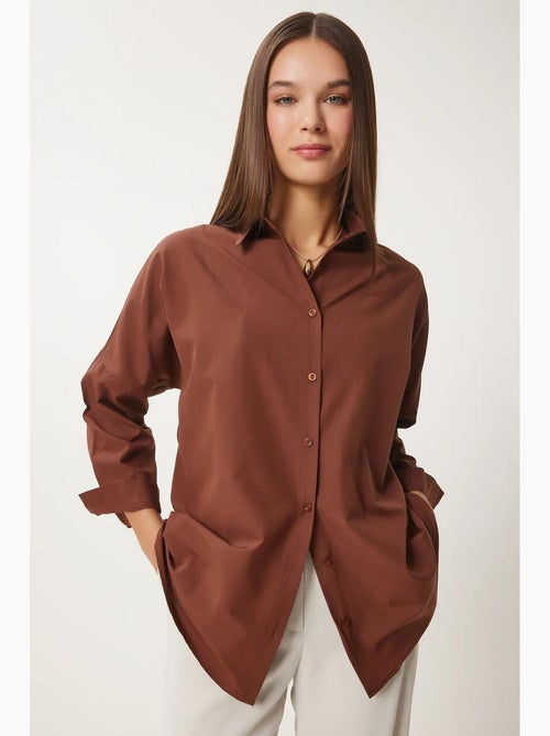 Ravissante chemise oversize en popeline à manches longues istanbul - Kiabi