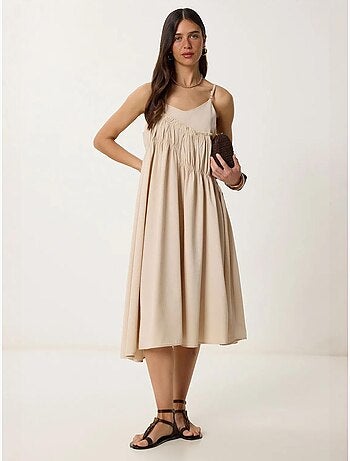 Ravissante robe midi à col en u et volants istanbul