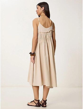 Ravissante robe midi à col en u et volants istanbul