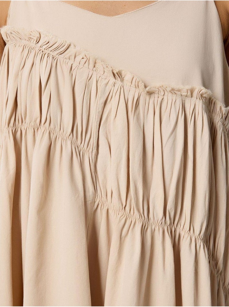 Ravissante robe midi à col en u et volants istanbul Crème - Kiabi