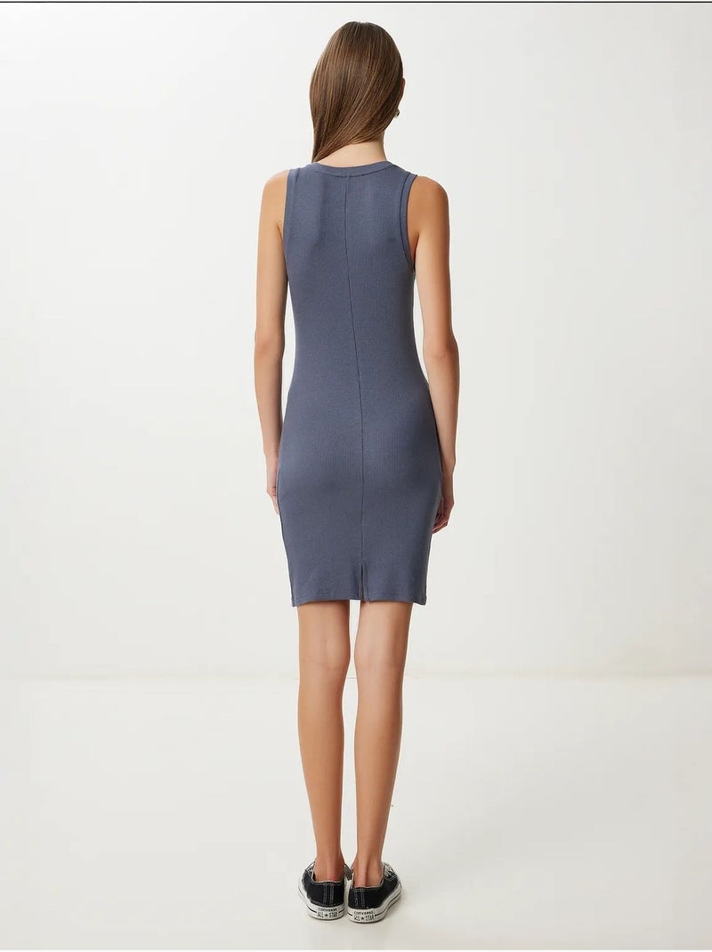 Ravissante robe mini moulante sans manches à col rond, style istanbul Gris Noir - Kiabi