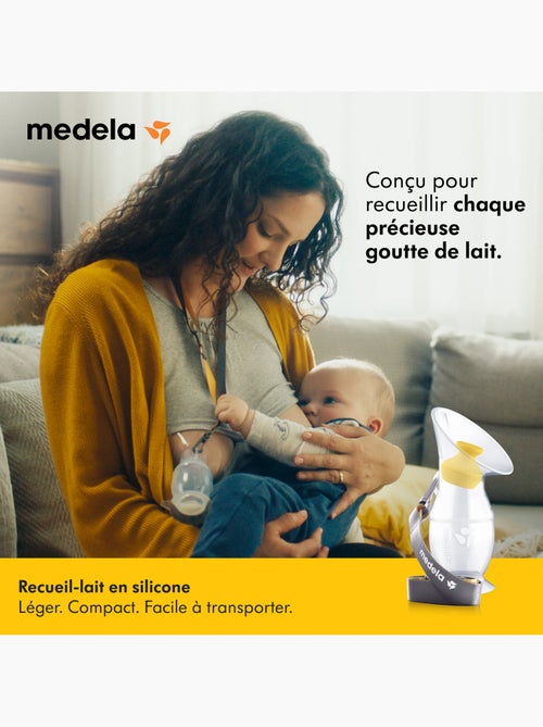 Recueil-lait en silicone Medela - Collecteur de lait maternel, anti-fuites, socle-ventouse et cordon - Kiabi