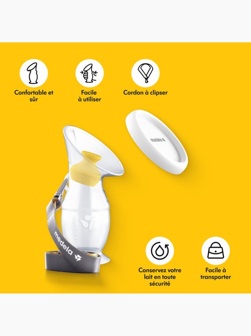 Recueil-lait en silicone Medela - Collecteur de lait maternel, anti-fuites, socle-ventouse et cordon - Kiabi