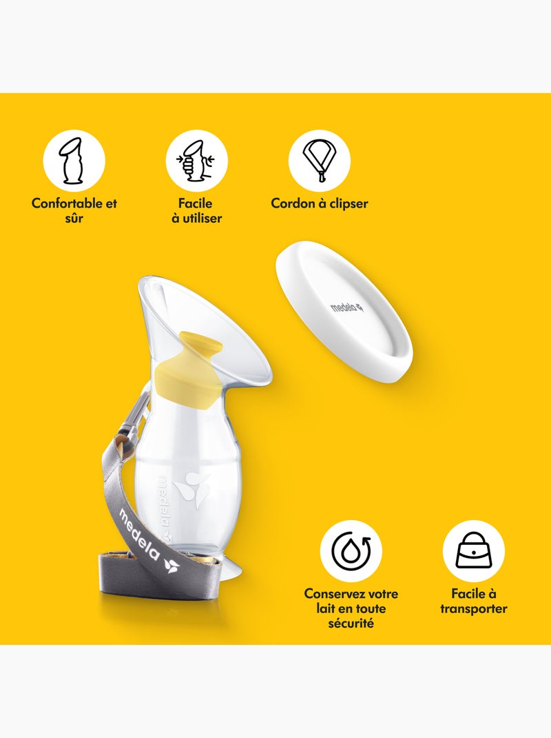 Recueil-lait en silicone Medela - Collecteur de lait maternel, anti-fuites, socle-ventouse et cordon Transparent - Kiabi