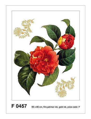 Red flower with golden elements, Grand sticker mural 65 x 85 cm