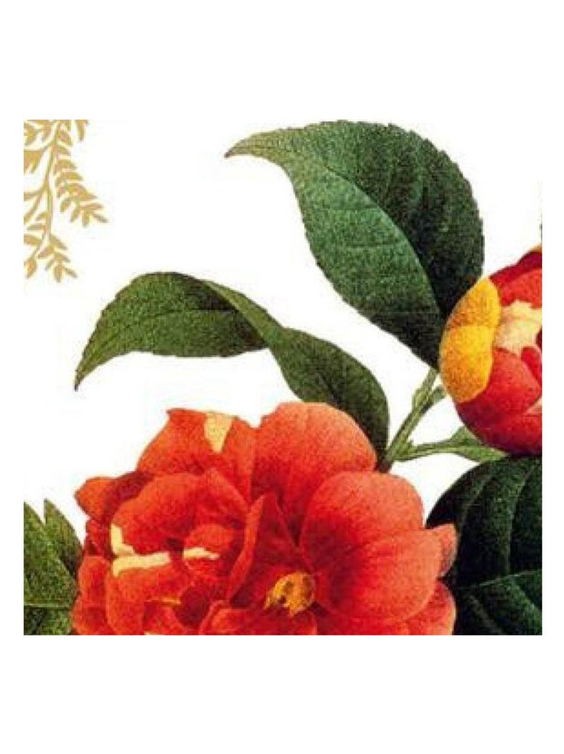 Red flower with golden elements, Grand sticker mural 65 x 85 cm Multicolore - Kiabi