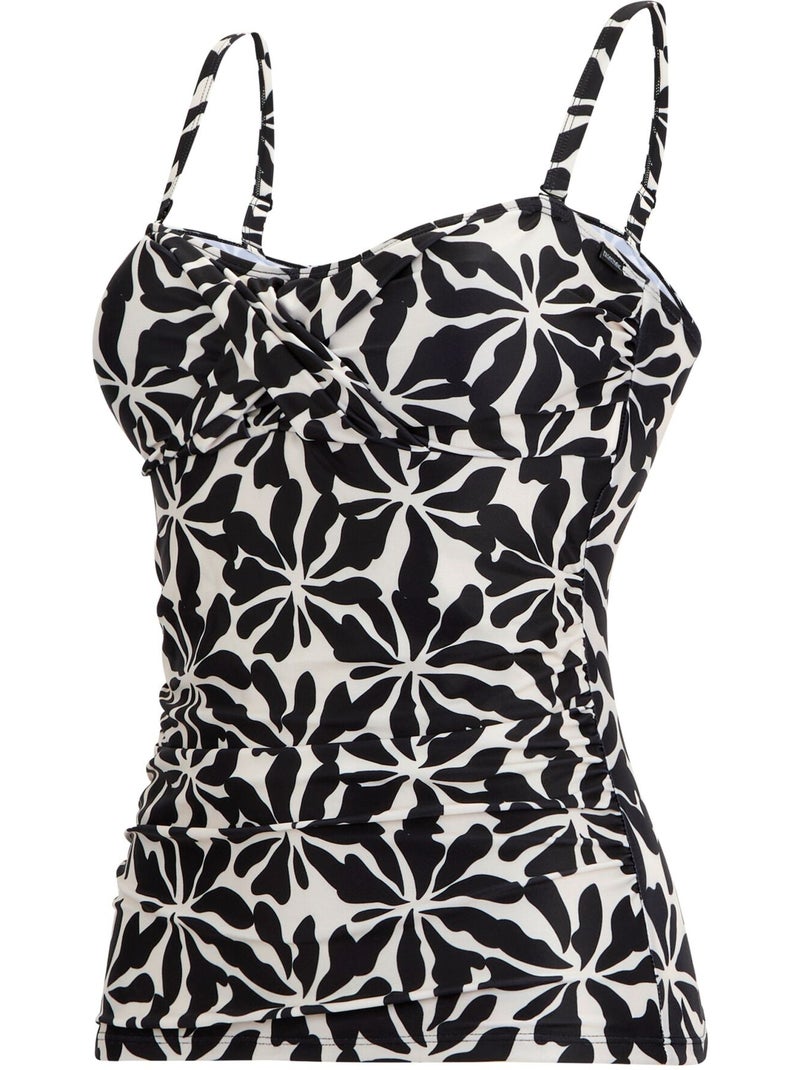 Régate - Haut de tankini motif/style floral abstrait ACEANA Blanc Noir - Kiabi