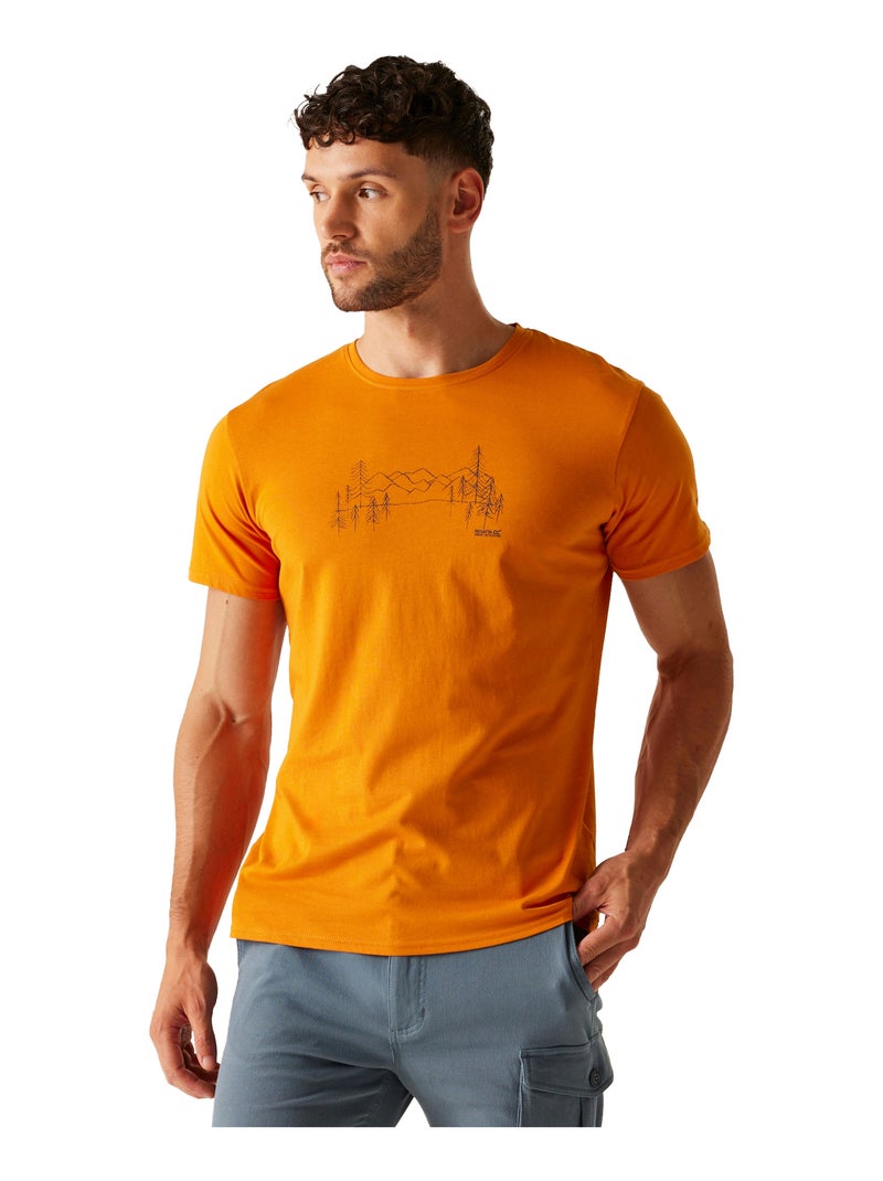 Régate - T-shirt motif/style montagne BREEZED Orange mandarine - Kiabi