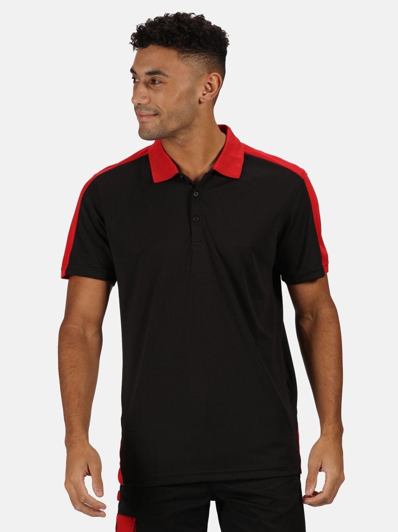 Régate Professional - Polo motif/style Contrasté Noir Rouge - Kiabi