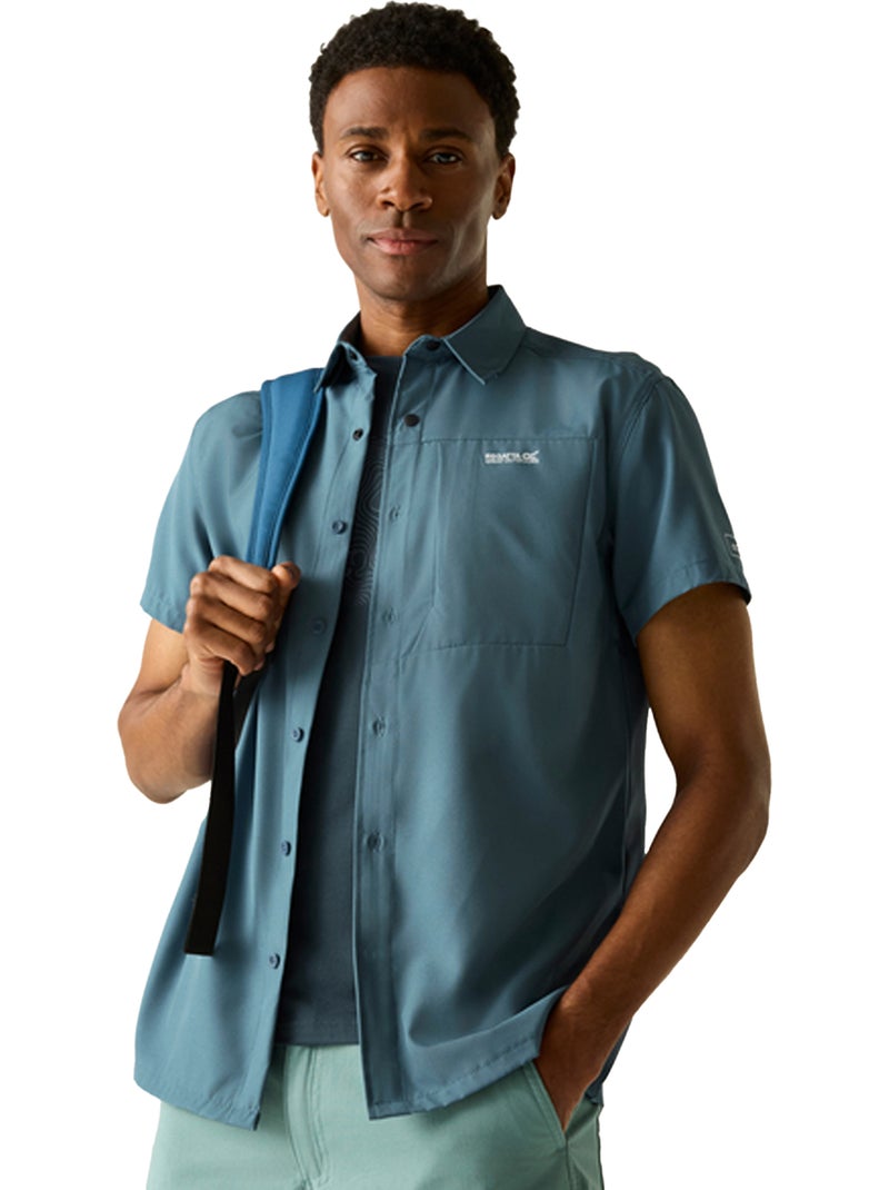 Regatta - Chemise manches courtes de voyage Bleu ardoise - Kiabi