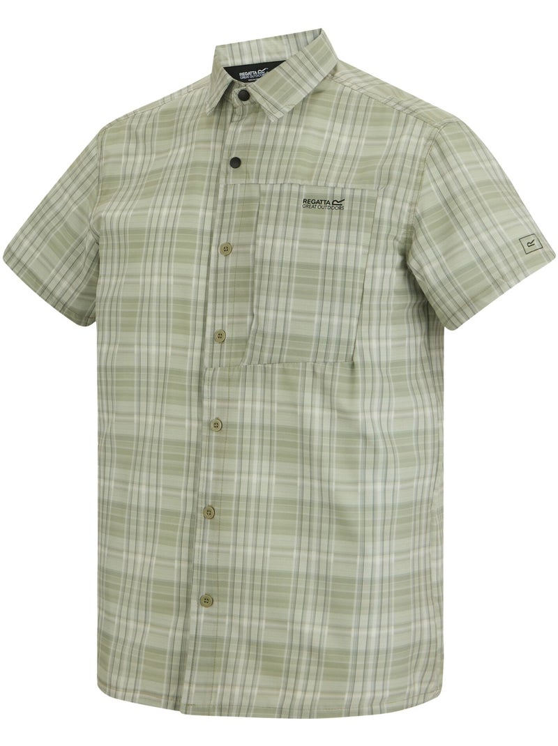 Regatta - Chemise manches courtes de voyage motif/style à carreaux Vert pastel - Kiabi