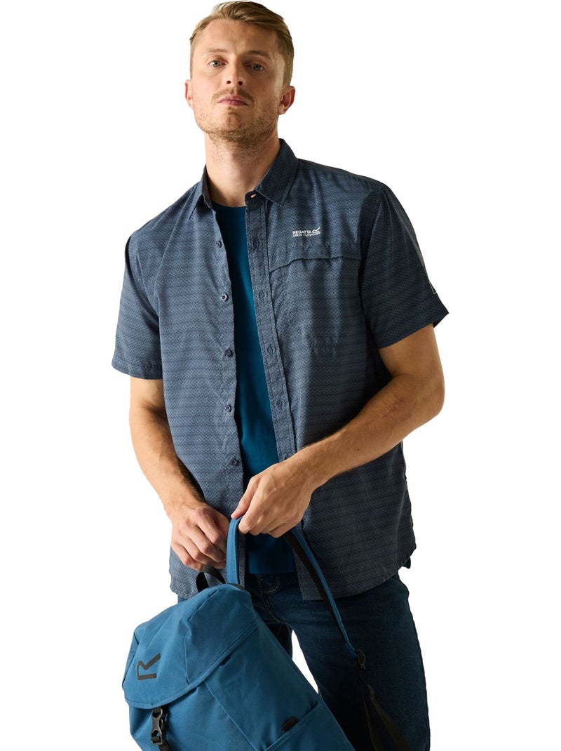 Regatta - Chemise manches courtes motif/style triangle MINDANO Bleu ardoise - Kiabi