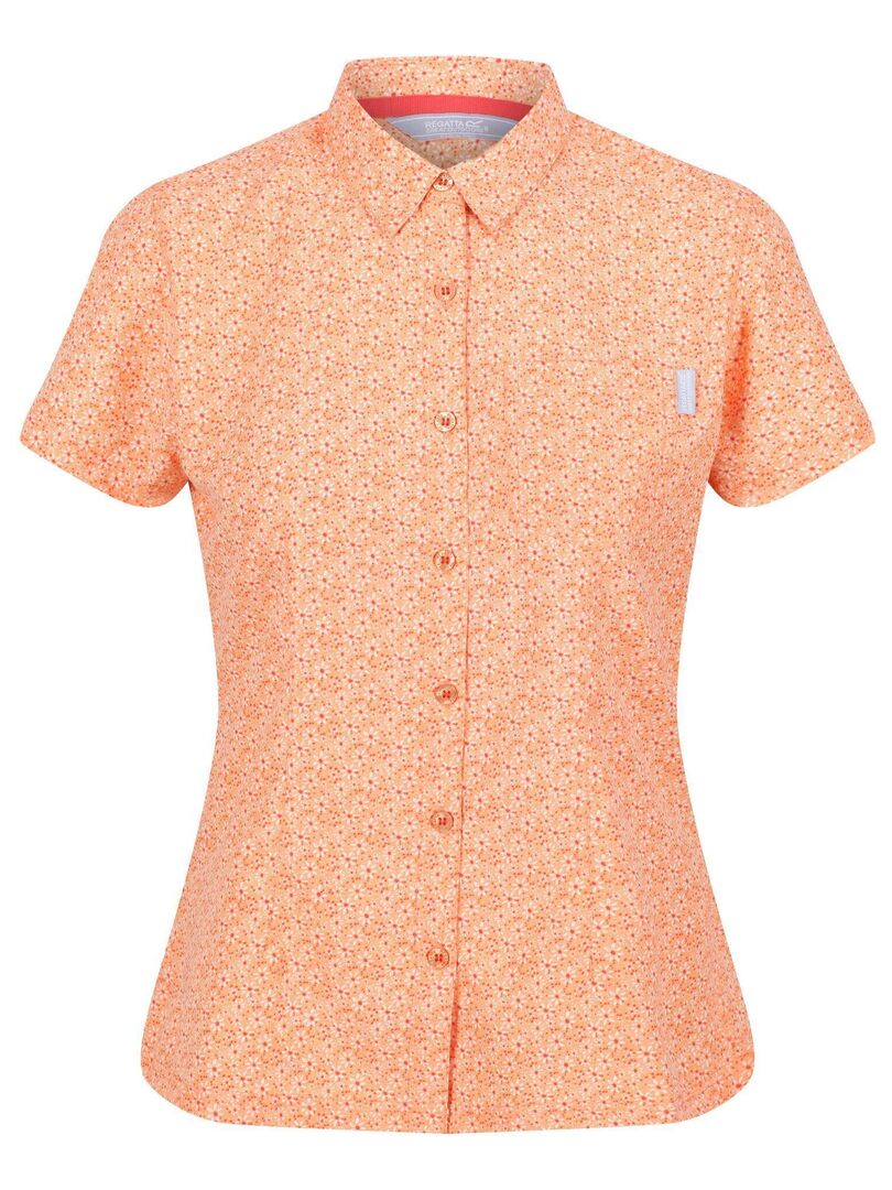 Robe Chemisier Gardenia Femme Taille 38 - Coton Noir, Orange Clair Et Rouge