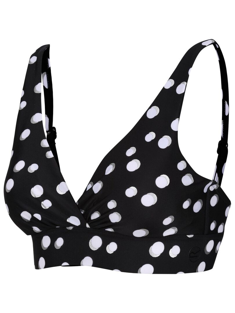 Top Manches Ballon Noir Brodé Blanc, Taille 40 - Style Décontracté Femme