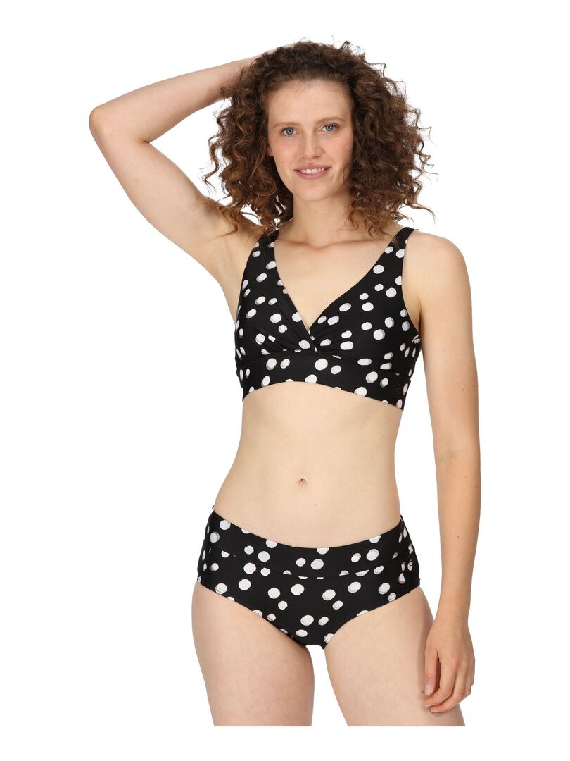 Top Haut Voile Blanc à Motif Noir Simili Cuir Promod - Taille 38 - Occasion Très Bon État
