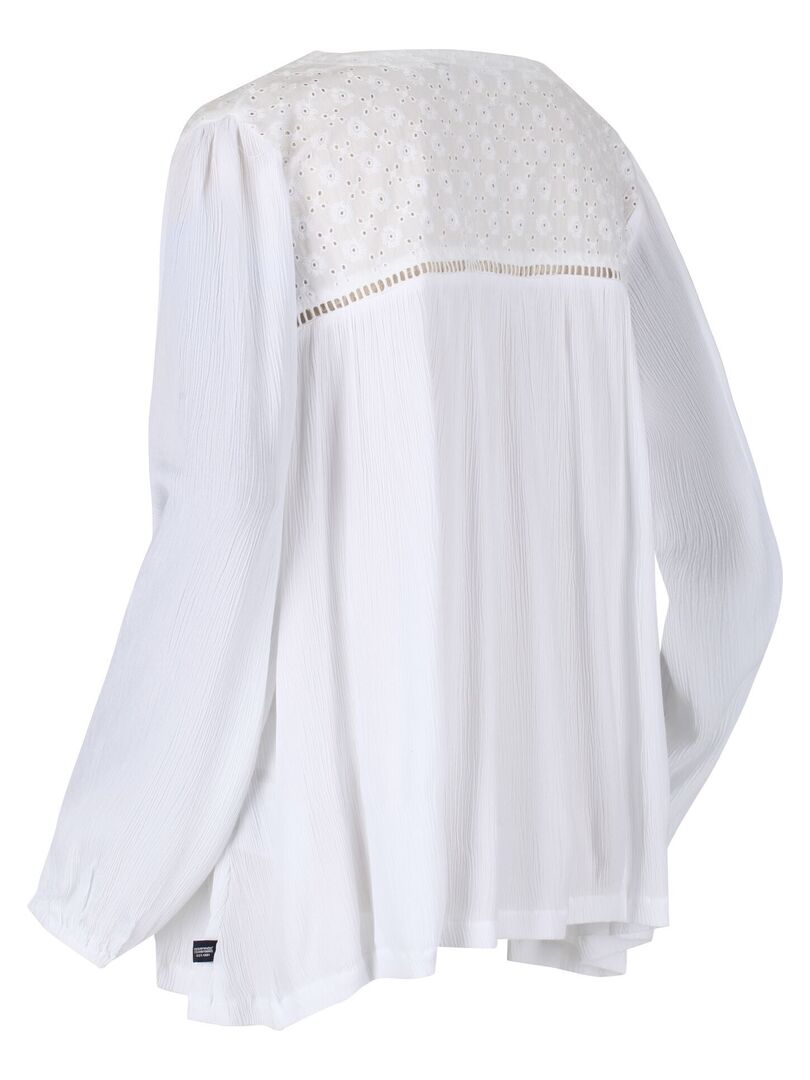 T-shirt en coton modal stretch à manches longues - blanc | be camaïeu