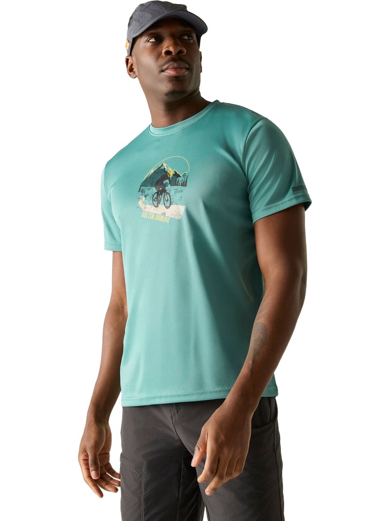 Regatta - T-shirt manches courtes motif/style VTT FINGAL SLOGAN Bleu turquoise - Kiabi