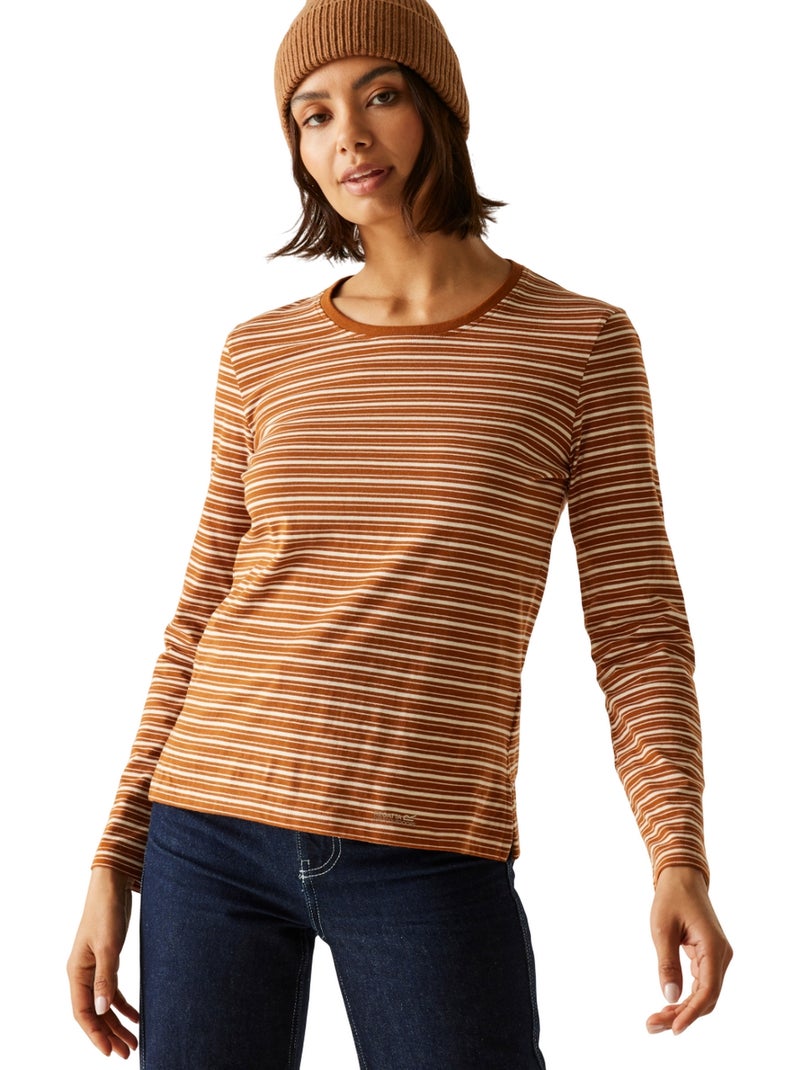 Regatta - T-shirt manches longues motif/style à rayures FEDERICA Marron - Kiabi