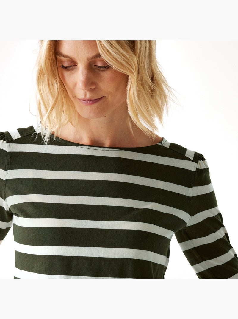 Regatta - T-shirt manches longues motif/style à rayures FEDERICA Noir Kaki - Kiabi