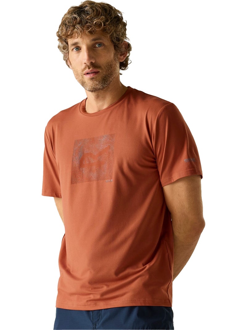 Regatta - T-shirt motif/style topographique FINGAL Rouge brique - Kiabi