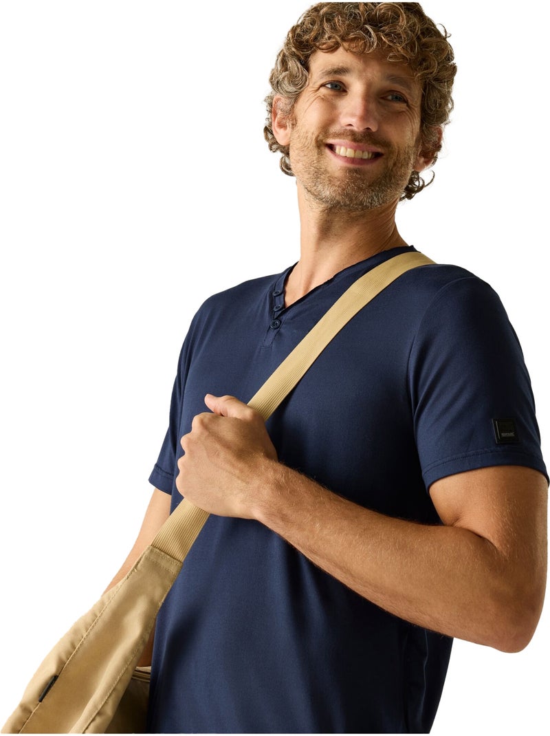 Regatta - T-shirt uni col V boutonné DEWI Bleu marine - Kiabi