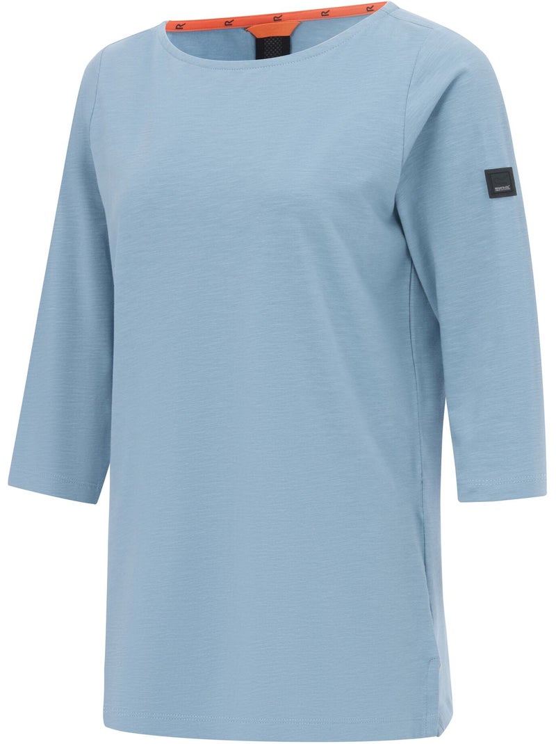 Regatta - T-shirt uni manches ¾ col bateau PEVIA Bleu clair - Kiabi