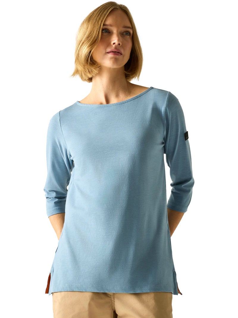 Regatta - T-shirt uni manches ¾ col bateau PEVIA Bleu clair - Kiabi