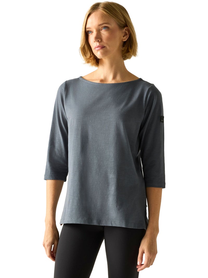 Regatta - T-shirt uni manches ¾ col bateau PEVIA Gris foncé - Kiabi