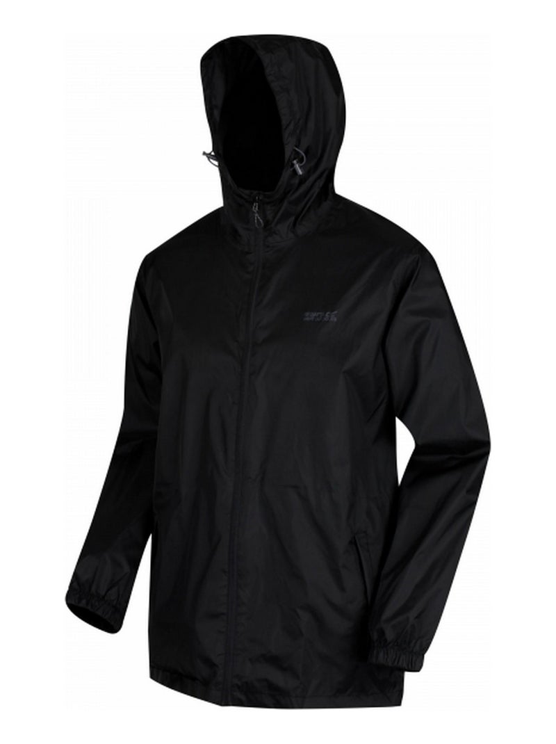 Regatta - Veste imperméable unie à capuche PACK IT Noir - Kiabi