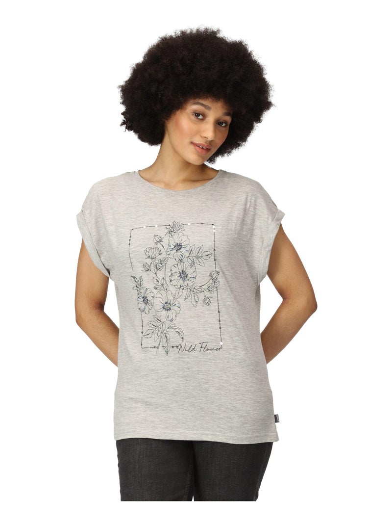 Regatta T-Shirt Femmes/Dames Roselynn Wild Flowers Gris moyen - Kiabi